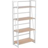 Dakota Bookcase in White Painted Metal & Natural Wood